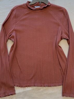 Democracy Ribbed Long-Sleeve Top in brown